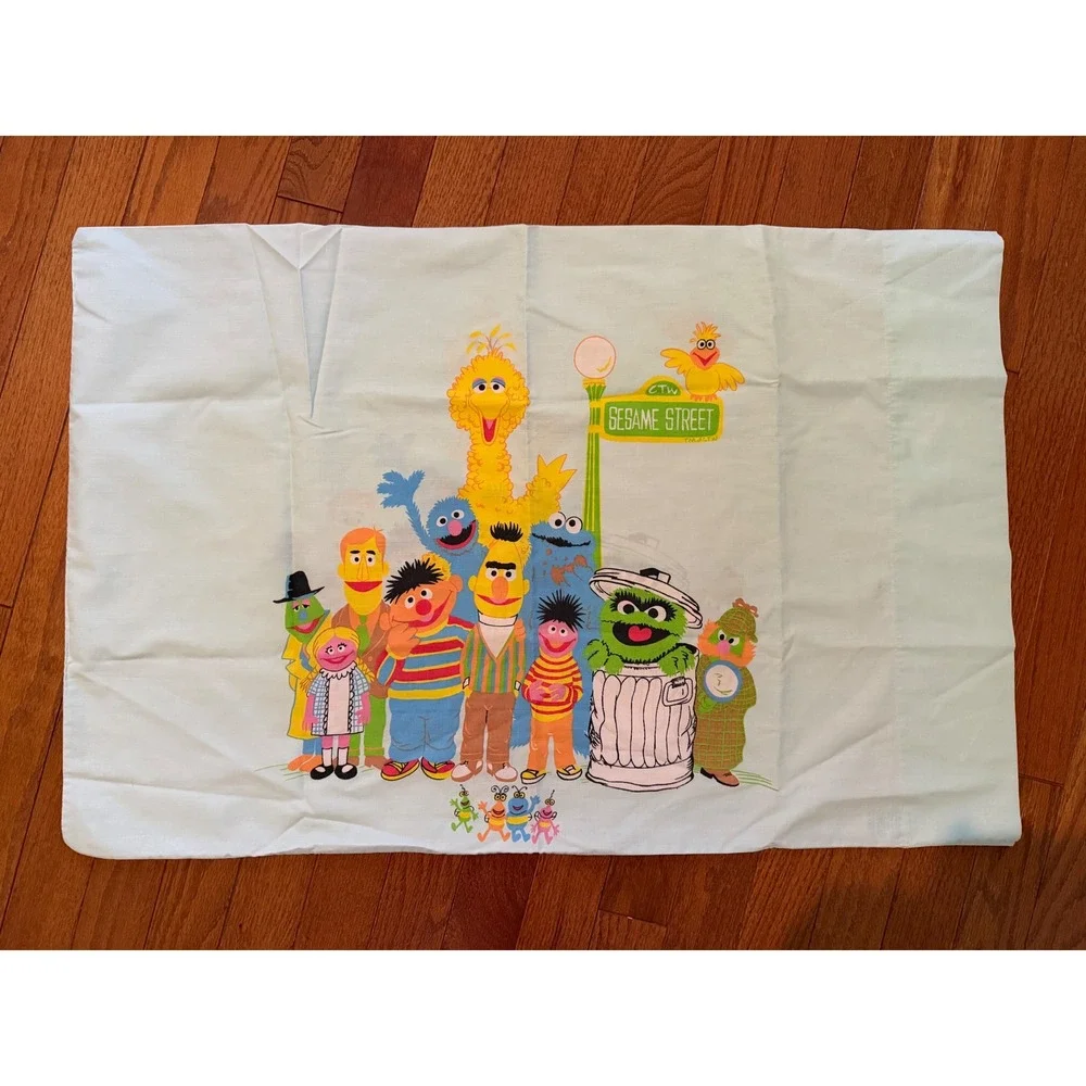 Sesame Street | Vintage Sheet Set Twin Blue Big‎ Bird Oscar Bert Ernie 3pc